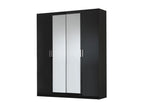 Armoire design de chambre 4 portes battantes bois laqué noir Calmetop 181cm 42460GEYF