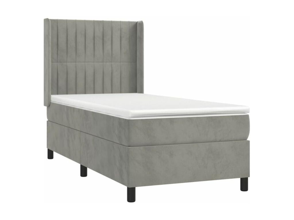 Sommier à Calmetop de lit et matelas Gris clair 90x200 Velours 86448ARML