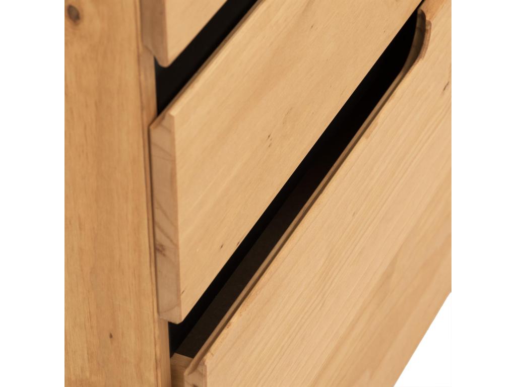 Commode Calmetop style scandinave design vintage nordique avec 4 tiroirs en pin massif finition bois naturel teinté 82955CZTB