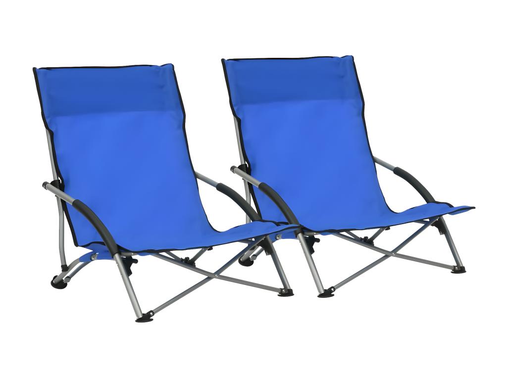 Chaises de plage pliables lot de 2 Bleu Tissu 22490BMES
