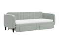 Lit de jour avec gigogne et tiroirs gris clair 80x200cm velours 83508VLHH
