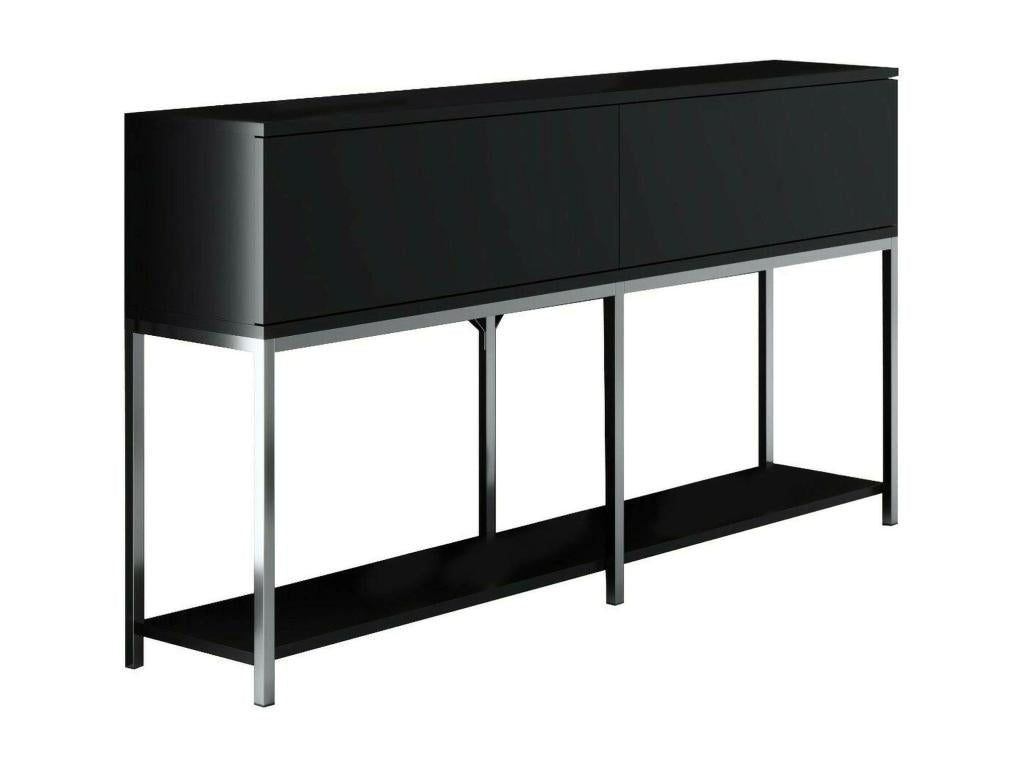 Buffet Calmetop Buffet du salon Commode de salon Garde-manger de cuisine 150x30h80 cm Noir et Argent 18788URLG