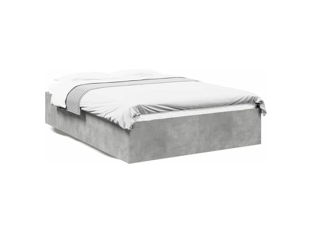 Cadre de lit gris béton 135x190 bois d'ingénierie 04621IPSW