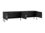 Meuble TV avec 4 portes - Noir et doré - Calmetop 28080MBSR