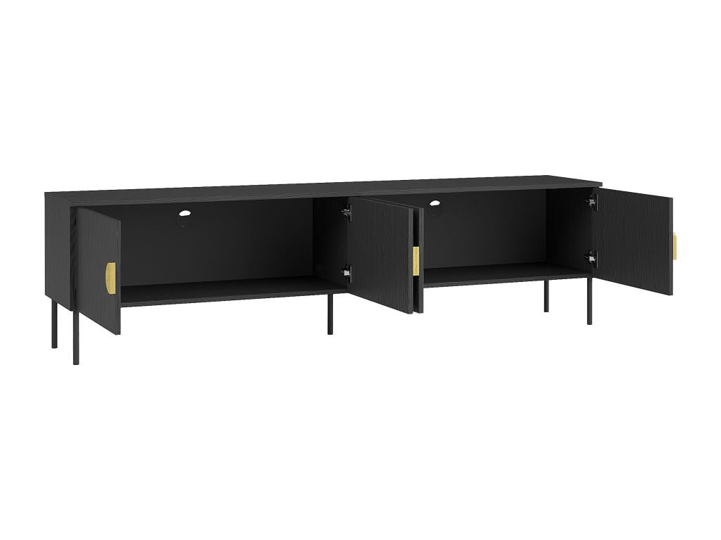 Meuble TV avec 4 portes - Noir et doré - Calmetop 28080MBSR
