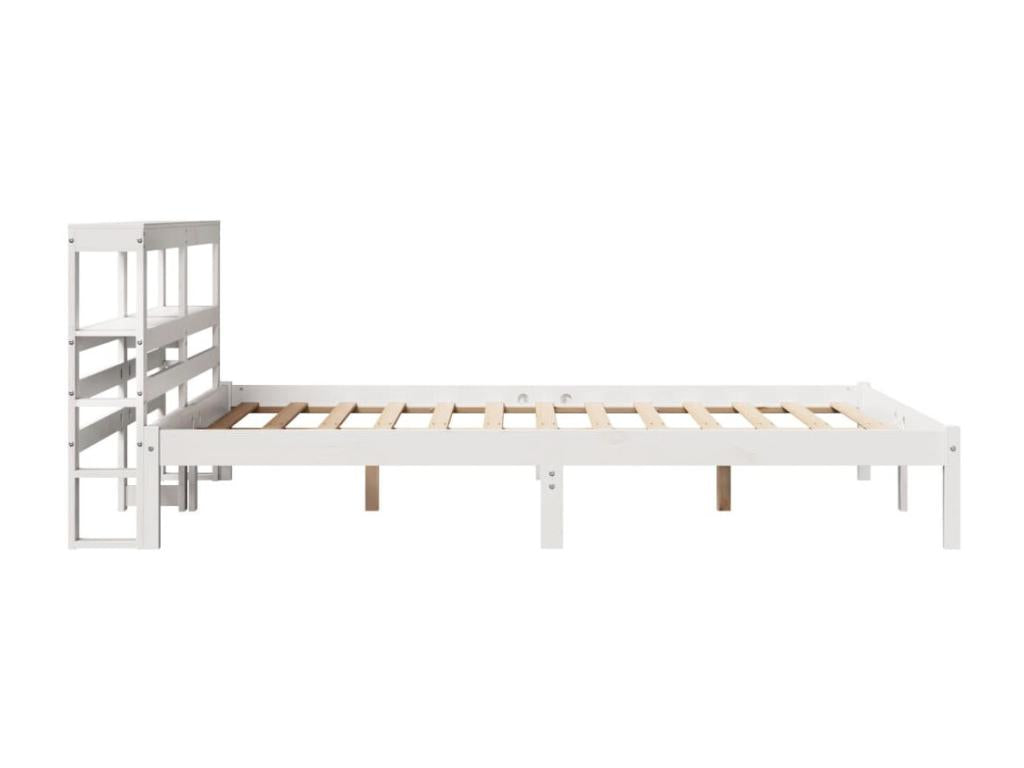 Cadre de lit sans matelas blanc 150x200 cm bois de pin massif 40924LDRA