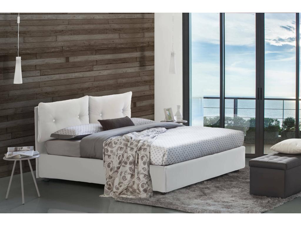 Lit double Calmetop Lit coffre avec revêtement en éco-cuir Made in Italy Ouverture frontale adaptée pour matelas 120x190 cm Blanc 98328NZIQ