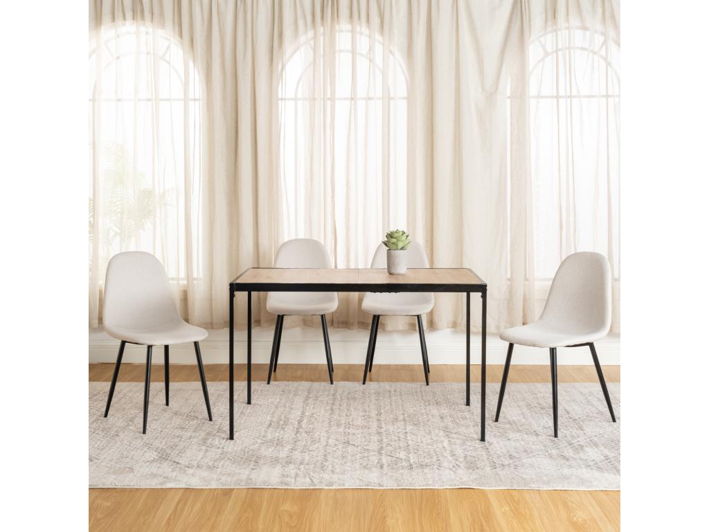 Artvivrestore Ensemble de table et 4 chaises effet bois blanc et noirs MILLIKEN 120 Artvivrestore CHARLTON Artvivrestore BEIGE NOIR PIED 44731TGHO