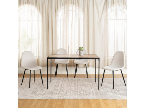 Artvivrestore Ensemble de table et 4 chaises effet bois blanc et noirs MILLIKEN 120 Artvivrestore CHARLTON Artvivrestore BEIGE NOIR PIED 44731TGHO