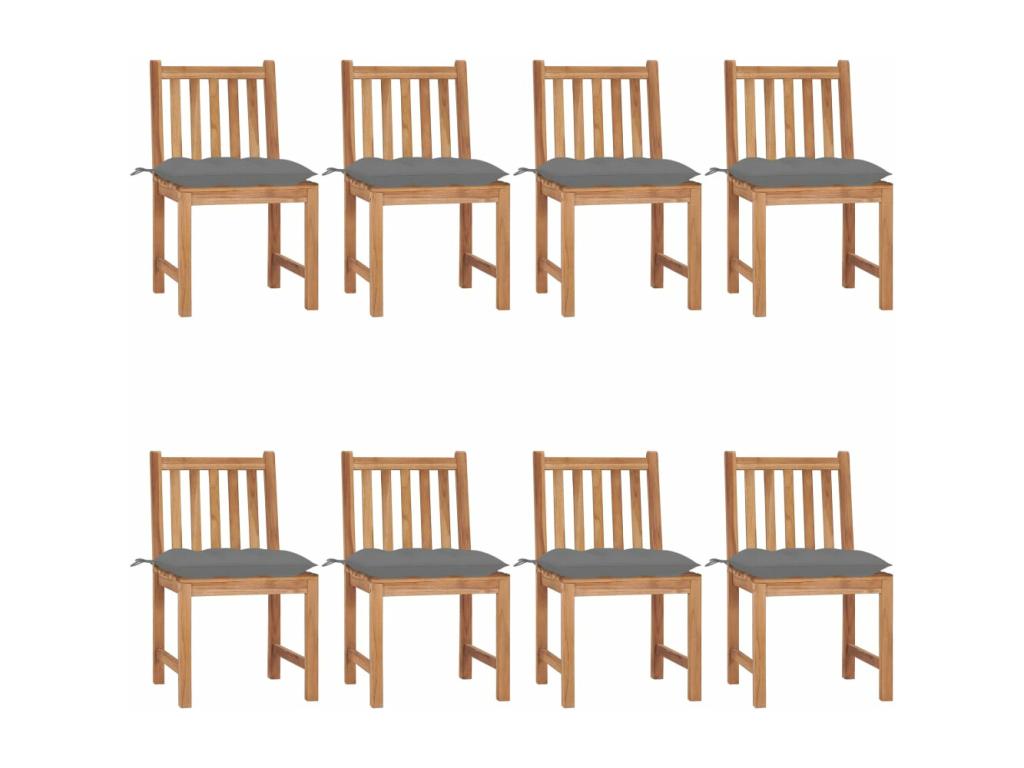 Chaises de jardin lot de 8 avec coussins Bois de teck massif 90336KNRD