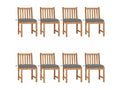 Chaises de jardin lot de 8 avec coussins Bois de teck massif 90336KNRD