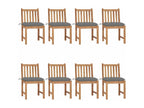 Chaises de jardin lot de 8 avec coussins Bois de teck massif 90336KNRD