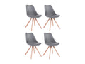 Lot de 4 chaise salle à manger - Similicuir / Bois - Gris - Calmetop 27404NEUF