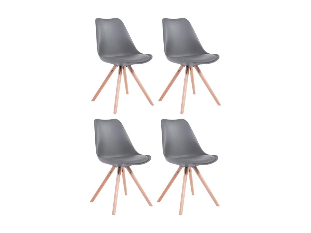Lot de 4 chaise salle à manger - Similicuir / Bois - Gris - Calmetop 27404NEUF