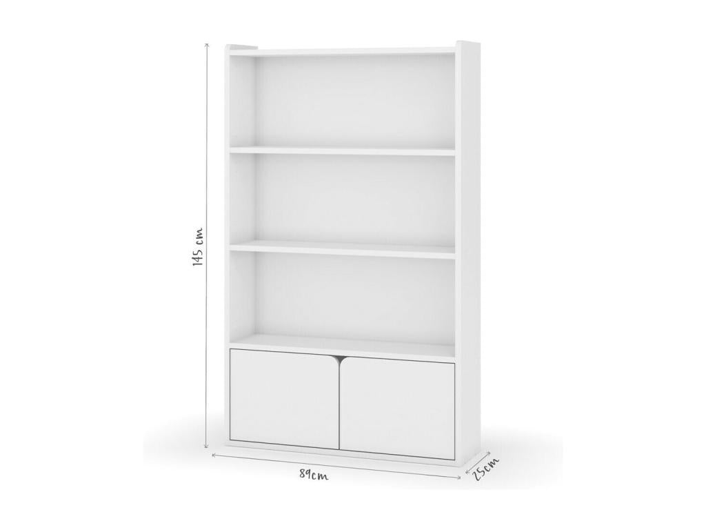 Bibliothèque étagère 2 portes bois massif blanc Artvivrestore 52456CWMF