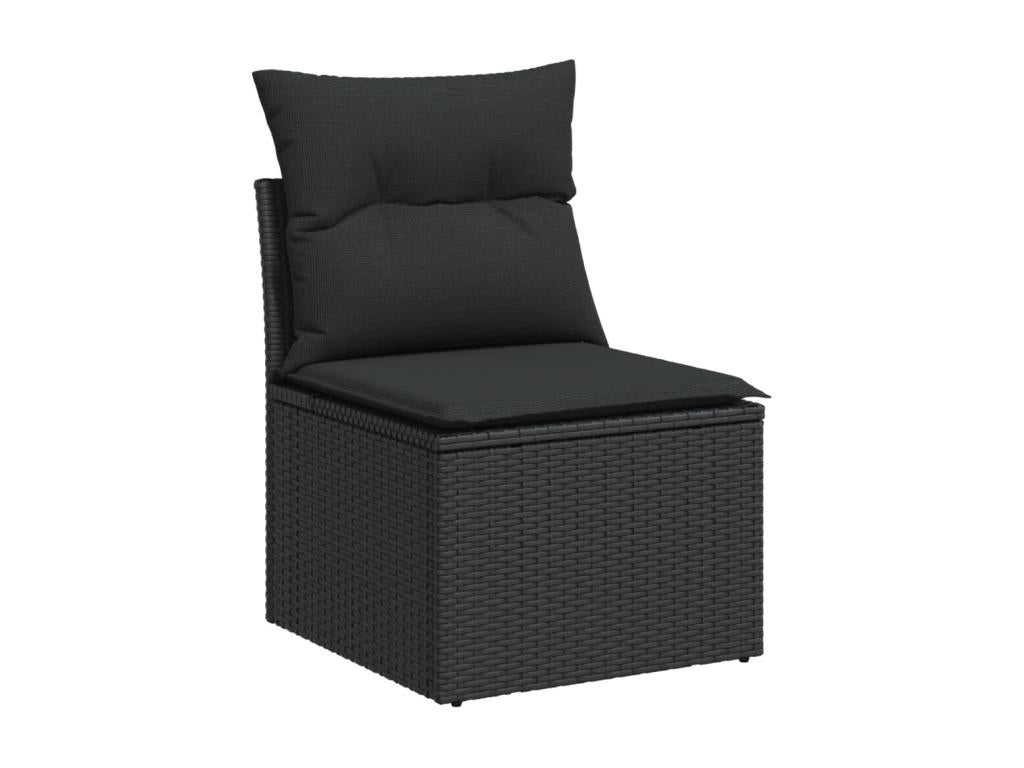 Salon de jardin 10 pcs avec coussins noir résine tressée 87949YUBQ