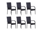 Ensemble à manger de jardin 7 pcs Résine tressée Noir 81245RKQN