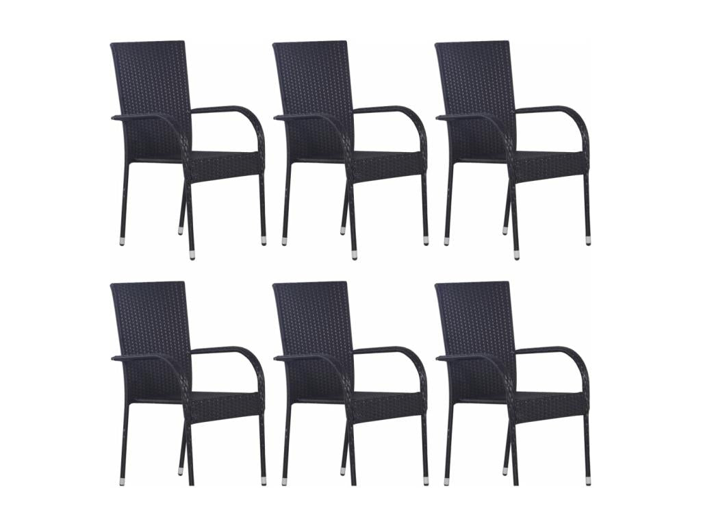 Ensemble à manger de jardin 7 pcs Résine tressée Noir 81245RKQN
