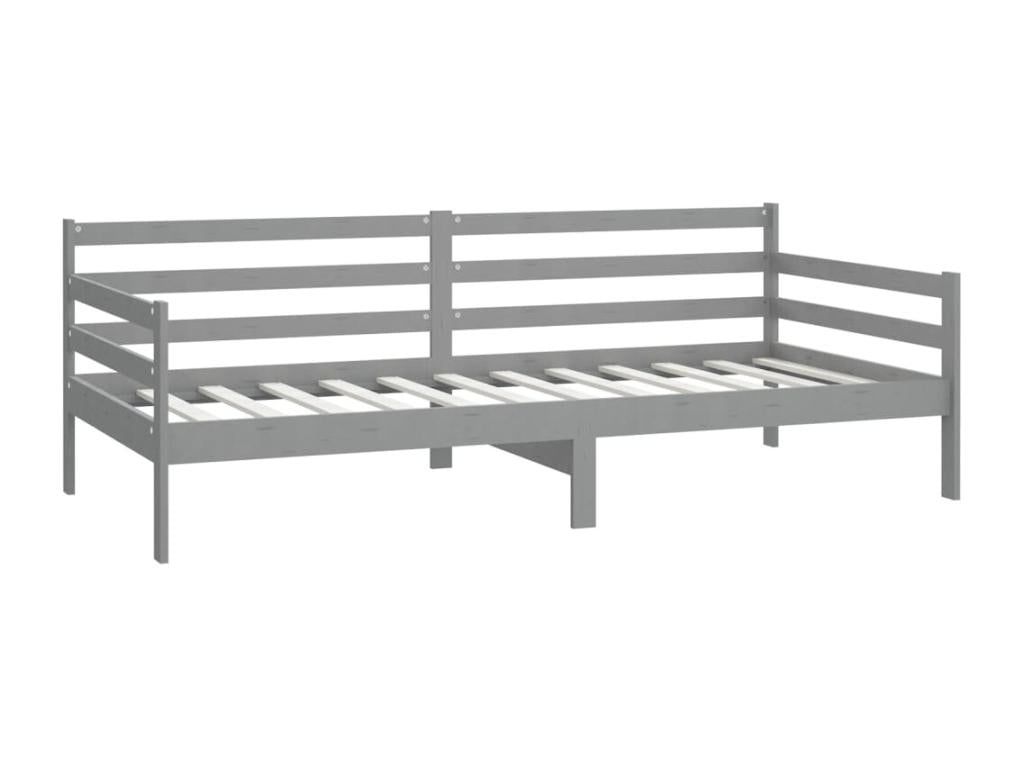 Lit de repos avec matelas 90x200 cm Gris Bois de pin massif 68633VBRO