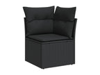 Salon de jardin 7 pièces avec coussins noir résine tressée 00781VELA