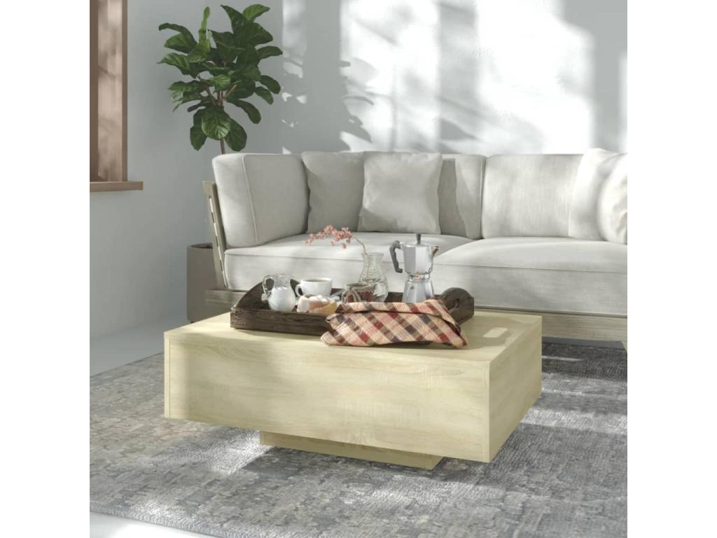 Table basse Chêne Calmetop 85x55x31 cm Aggloméré 48677VCZM