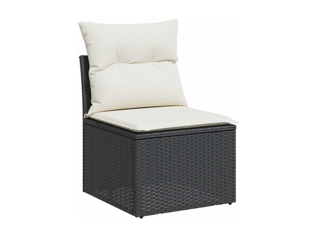 Salon de jardin 7 pièces avec coussins noir résine tressée 37280FOZD