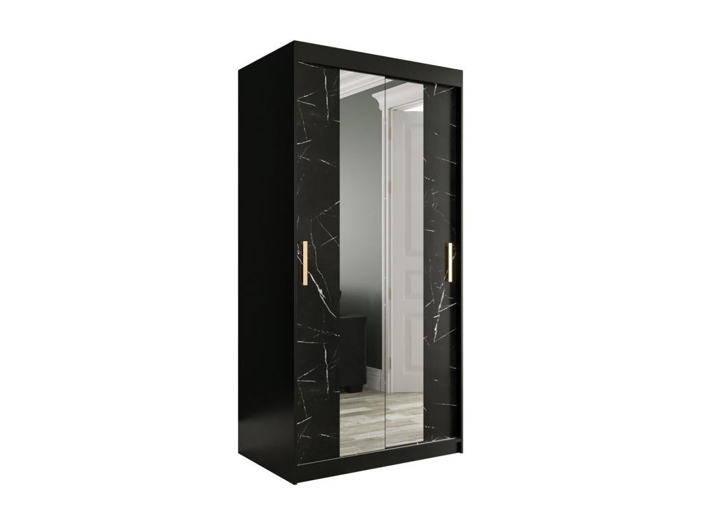 Armoire Artvivrestore 252 Marbre noir - Noir mat 200x100x62cm Portes d'armoire Glissement 00277FUHY