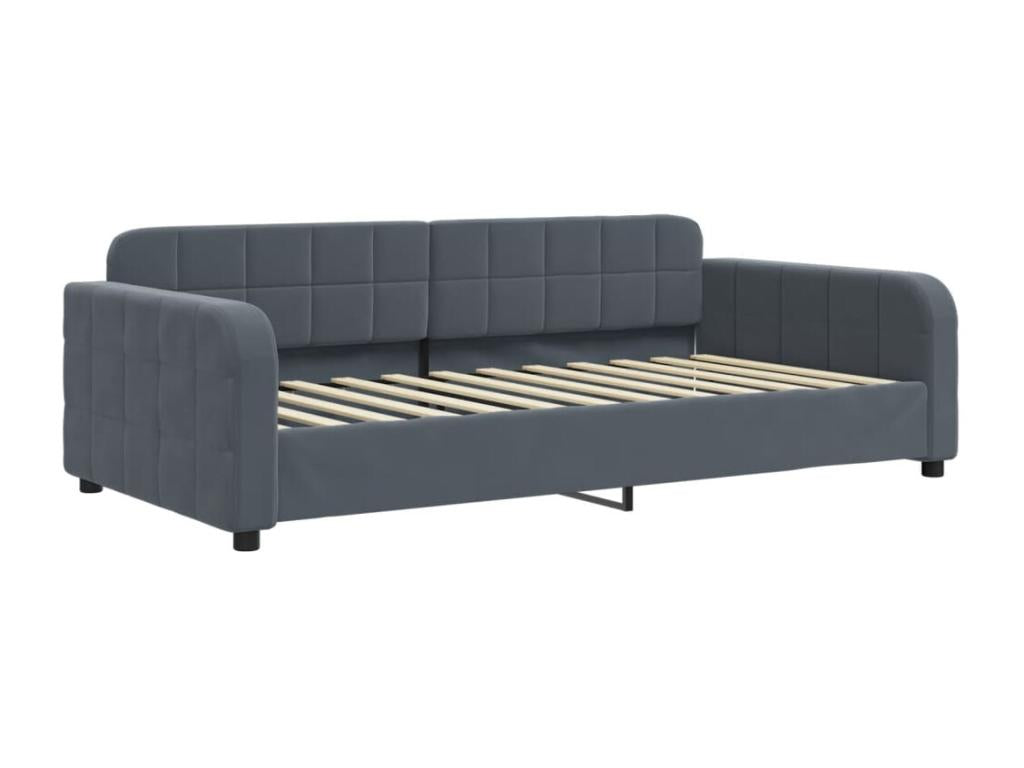 Lit de jour et gigogne et matelas gris foncé 100x200 cm velours 67066UJPF