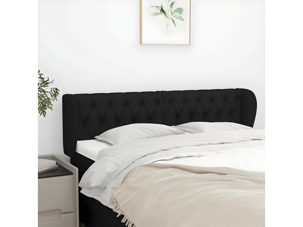 Tête de lit avec oreilles Noir 147x23x78/88 cm Tissu 63102WDVS