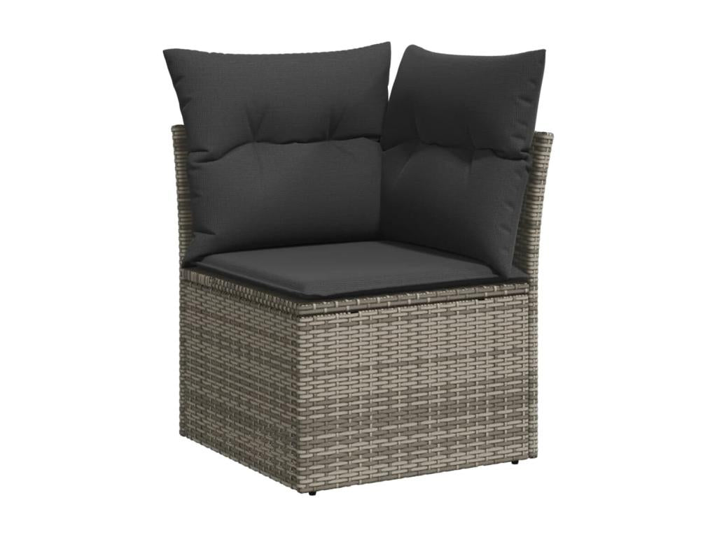 Salon de jardin 9 pcs avec coussins gris résine tressée 15629NQMC