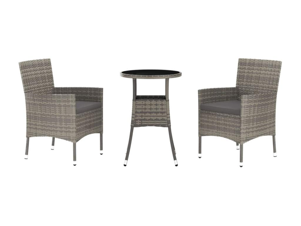 Ensemble de Artvivrestore de jardin 3 pièces coussins gris poly rotin 90329KPTU