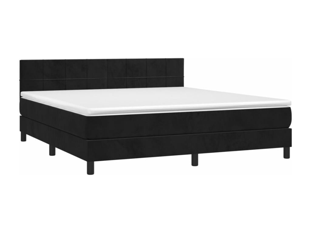 Lit à sommier tapissier et matelas Noir 160x200 cm Velours 15924ZIJD