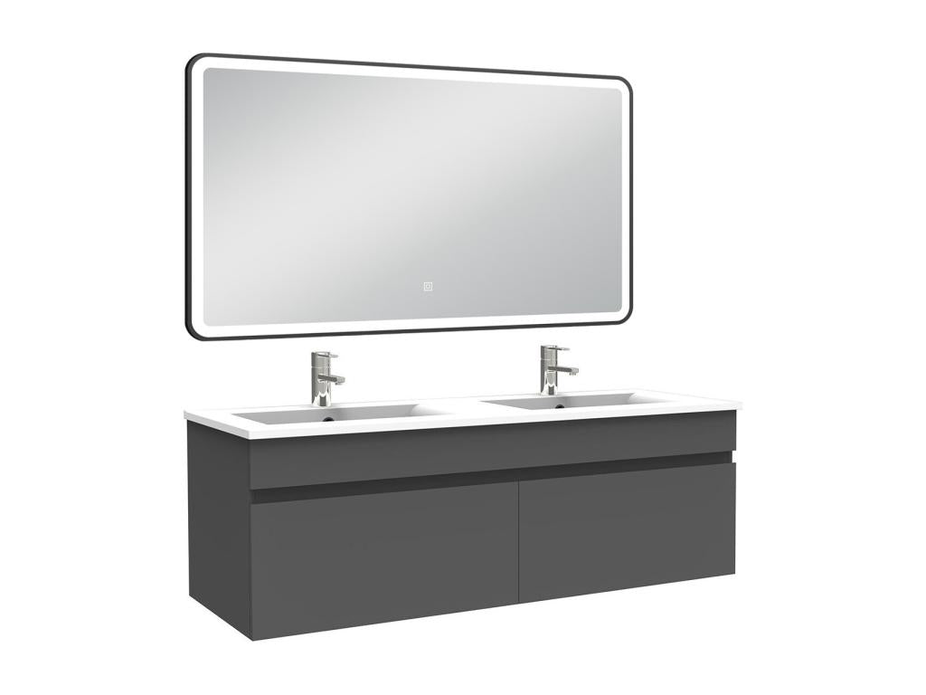 Meuble double vasque 120cm avec miroir 3 couleurs dimmable anthracite 80865EPXG