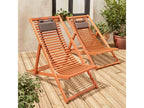 Chiliennes bois à Artvivrestore - 2 transats en bois d'Eucalyptus huilé avec coussin repose-tête gris 88515HGZO