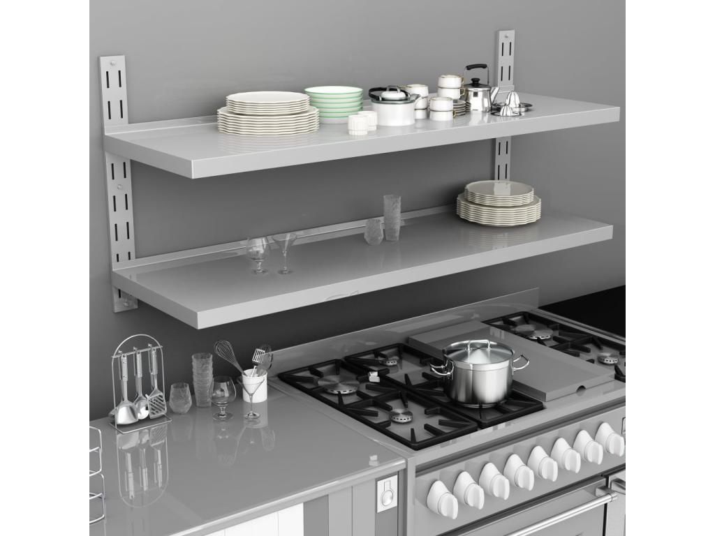 Etagère murale à 2 niveaux Acier inoxydable 150x30 85038XOKF