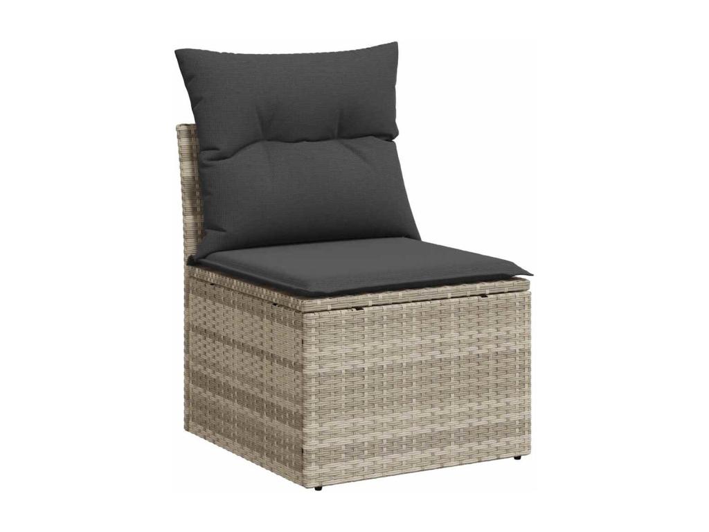 Salon de jardin 4 pcs avec coussins gris clair résine tressée 61631QSIP