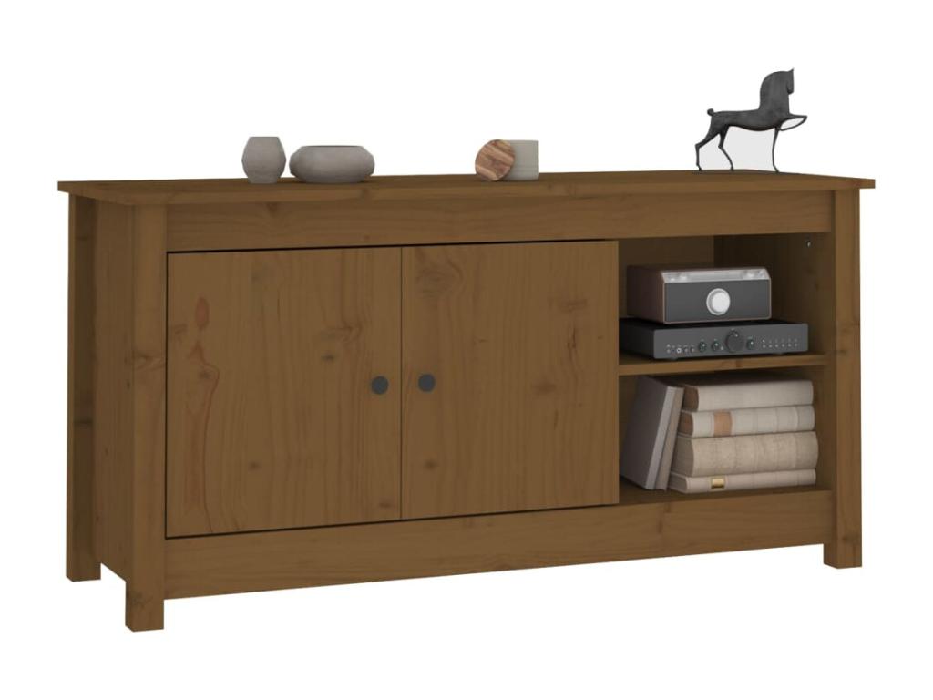 Meuble TV Marron miel 103x36,5x52 cm Bois de pin massif 71673PUQQ