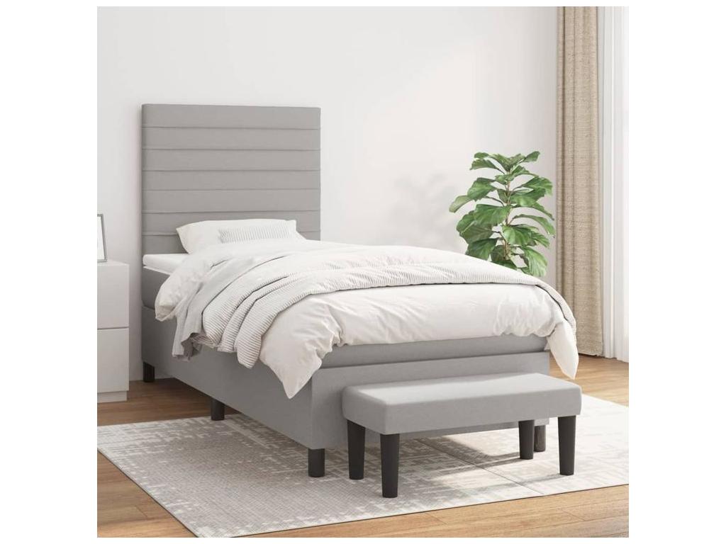 Sommier à Calmetop de lit et matelas Gris clair 90x190 Tissu 65555SRKI