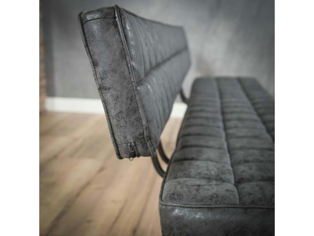 Banc salle à manger noir avec dossier 180 cm Calmetop 31854VRAJ