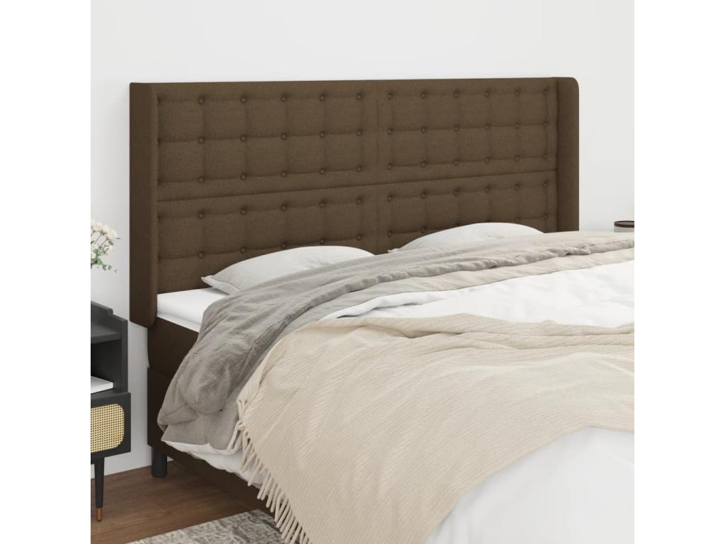 Tête de lit avec oreilles Marron foncé 183x16x118/128 cm Tissu 21789QMQK