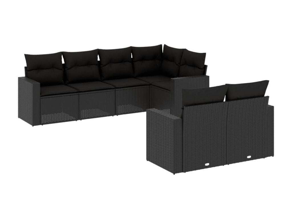 Salon de jardin 7 pcs avec coussins noir résine tressée 02908MOZQ