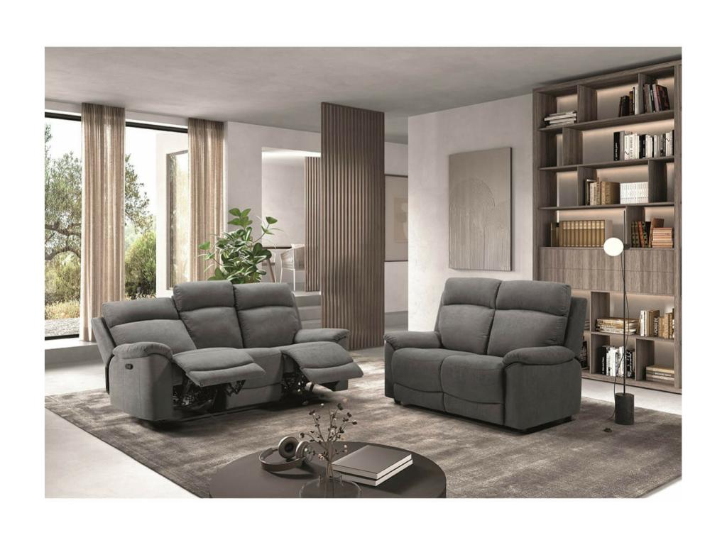 Calmetop - Ensemble 2 Canapés Fixe 2 Places et Calmetop Manuel Tissu Gris 87509KDKI