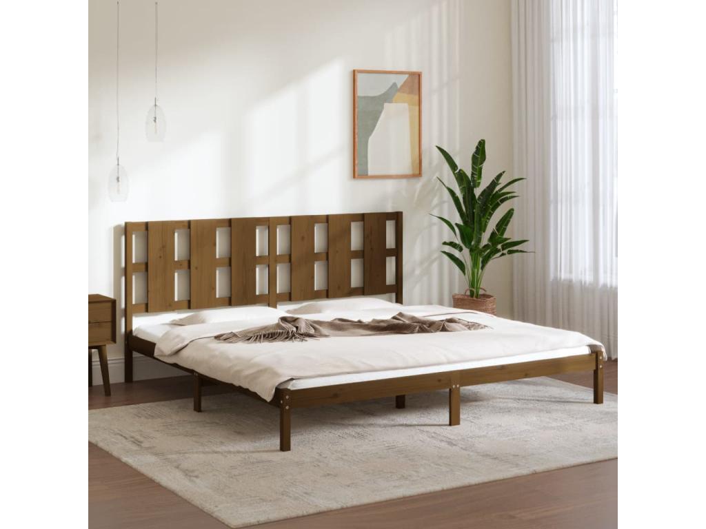 Cadre de lit Marron miel Bois de pin massif 200x200 cm 02338LBTA