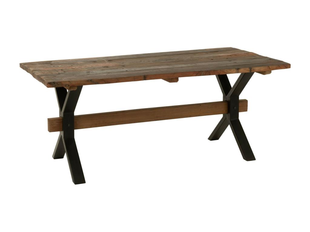 Table de ferme industrielle en bois et pieds croisés métal L180 6 places - MARIE 54612SZBG