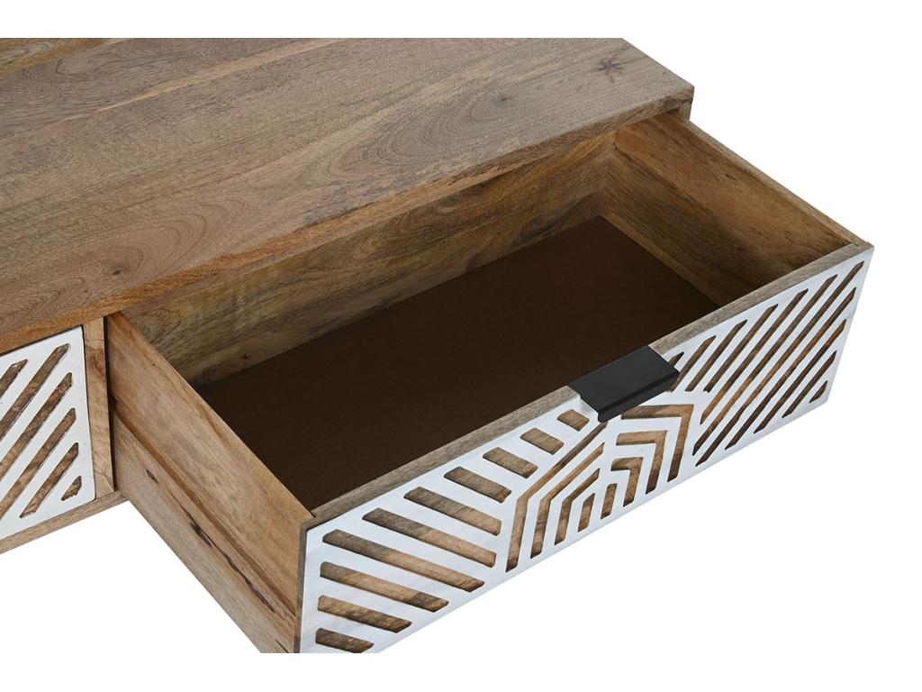 Table basse table de salon en bois de manguier coloris naturel blanc - longueur 115 x profondeur 60 x Hauteur 40 cm 21538LKLZ
