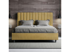Lit avec sommier rembourré 160x200 microfibre ocre Artvivrestore 20988WNER