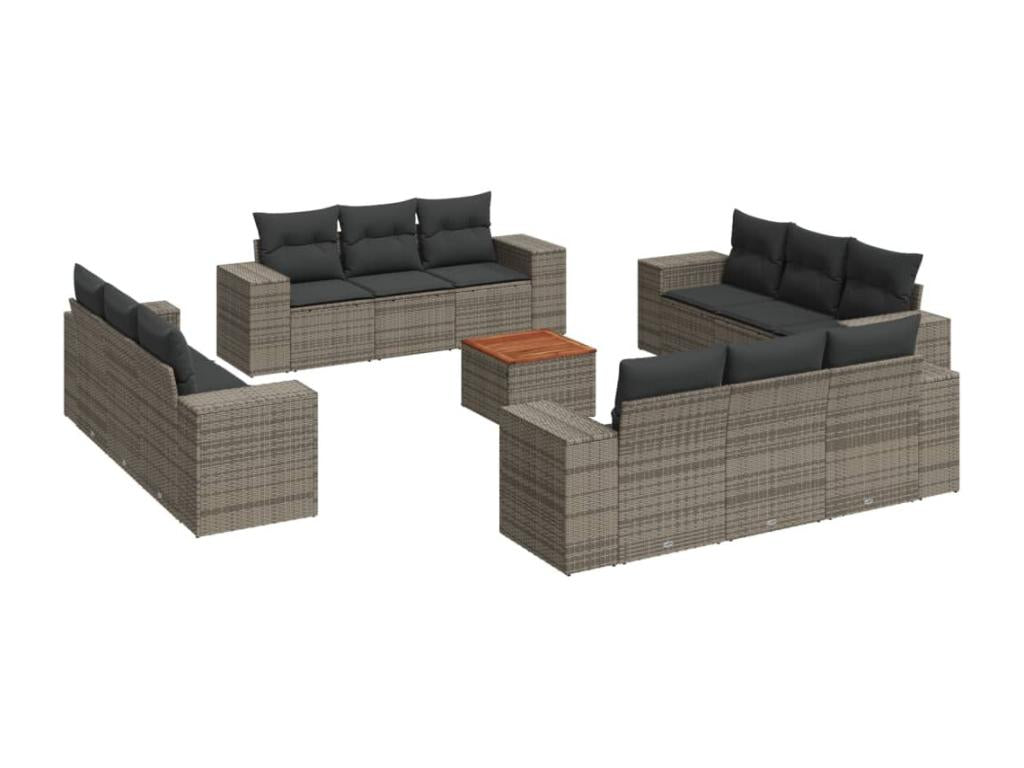 Salon de jardin avec coussins 13 pcs gris résine tressée 31583KZHU