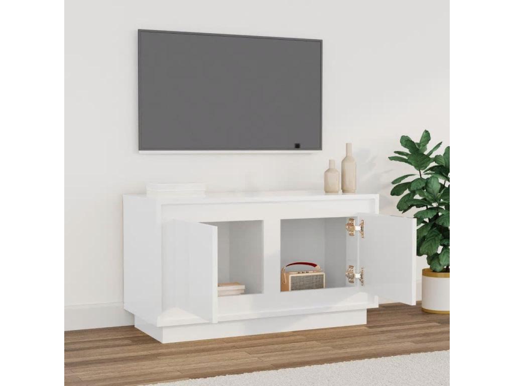 Meuble TV blanc brillant 80x35x45 cm bois d'ingénierie 79363NPGZ