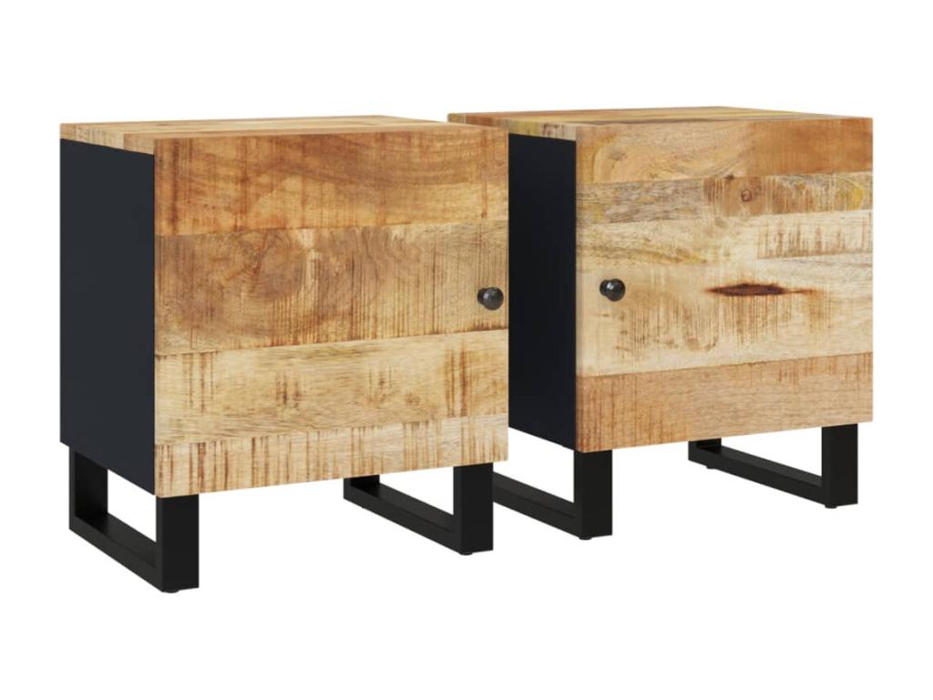 Tables de chevet 2 pcs 40x33x46 cm Bois de manguier solide 98811QLMQ