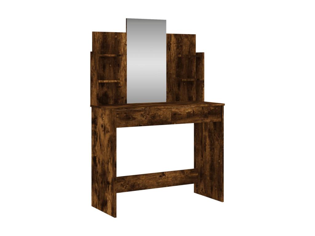 Coiffeuse avec miroir chêne fumé 96x39x142 cm 56675XMKI